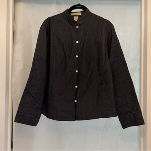 Linden Hill Black Silk Button Front Jacket Medium